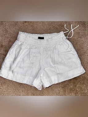 Jcrew White Women's Elastic-Waist Linen Shorts